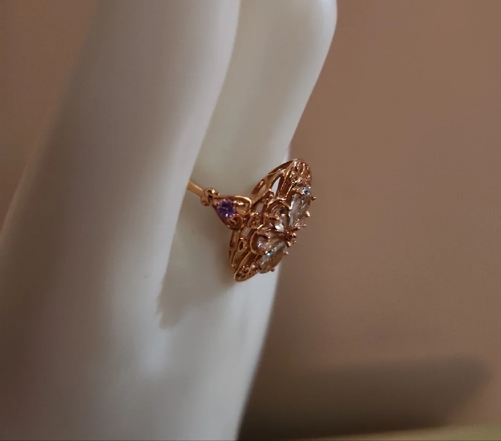 JTV Morganite Aquamarine Pink Sapphire 18K Rose Gold Ring Size 11